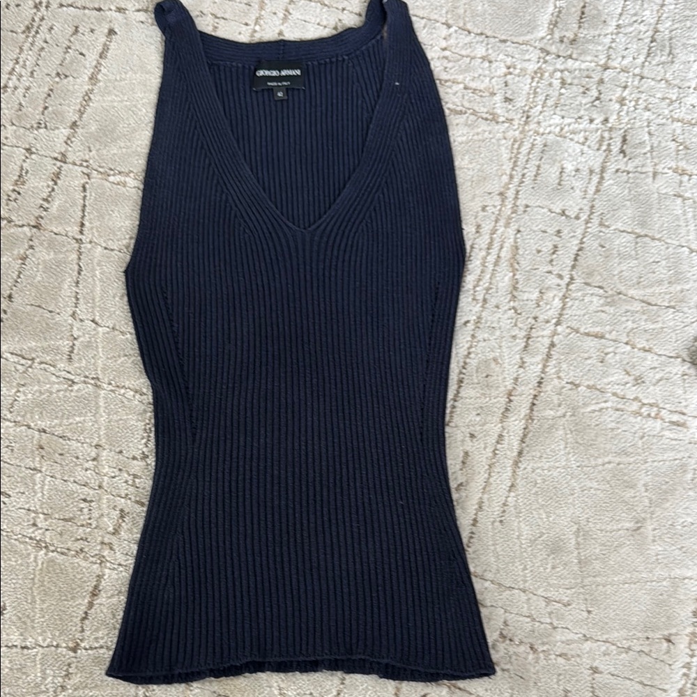 Giorgio Armani Women's Black Ribbed Tank Top